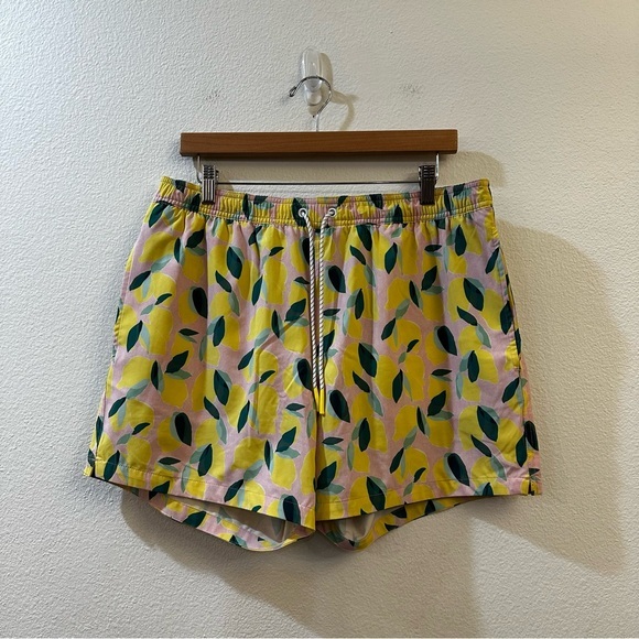 Bonobos Riviera Swim Trunks Board Shorts Painted Lemons Pockets Size Large‎ - Picture 6 of 13